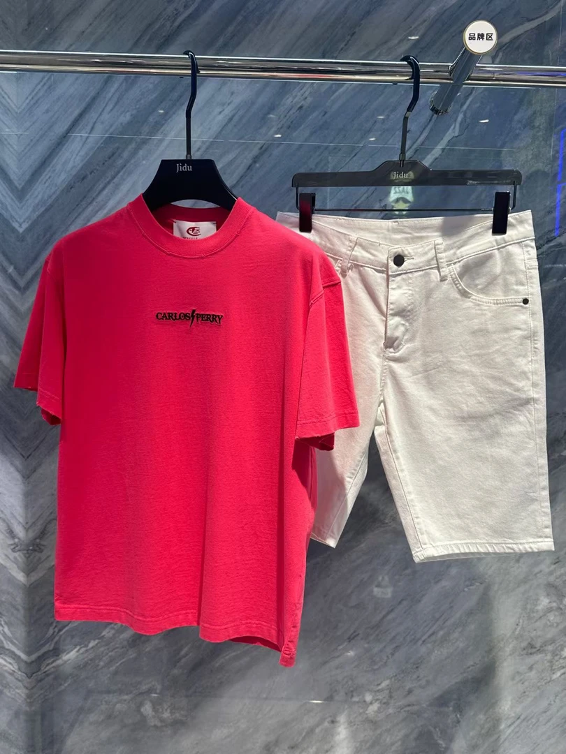 C+潮牌2024年新款男士短袖T恤亮色时尚休闲