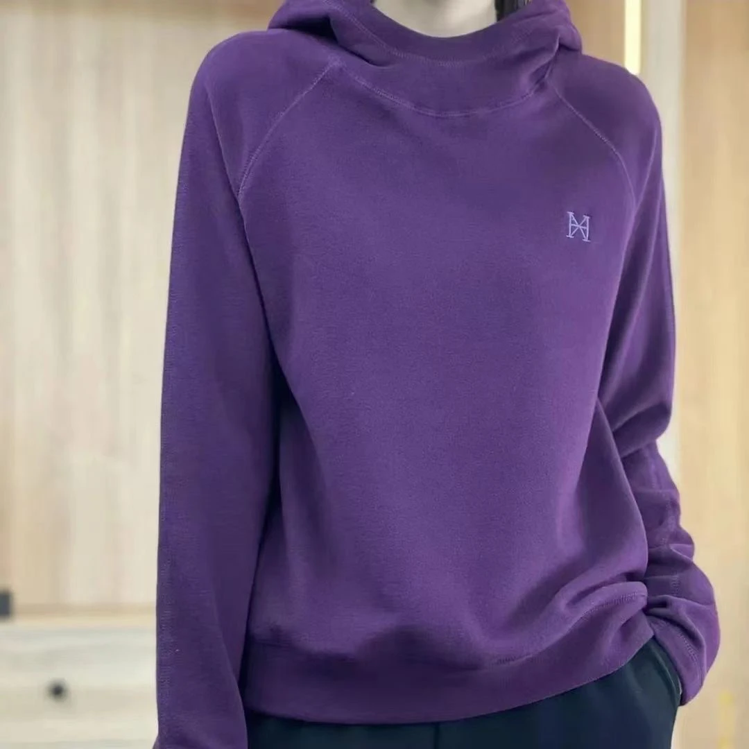 秋冬保暖刺绣新品双面德绒连帽卫衣舒适百搭休闲宽松减龄显瘦上衣