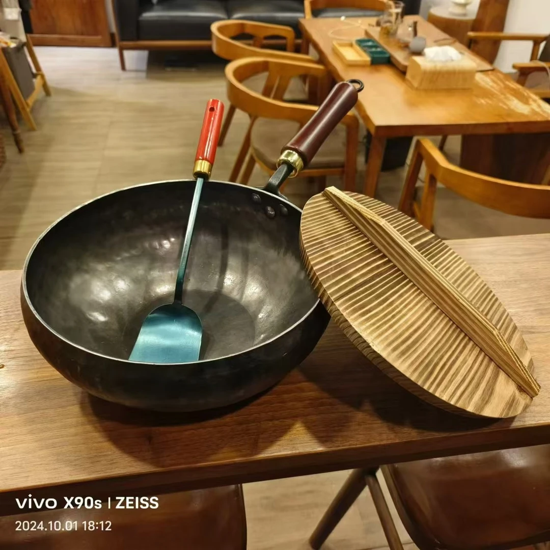 章丘手工大肚铁锅无涂层奶锅加深加厚小铁锅一人食不易粘锅效果好