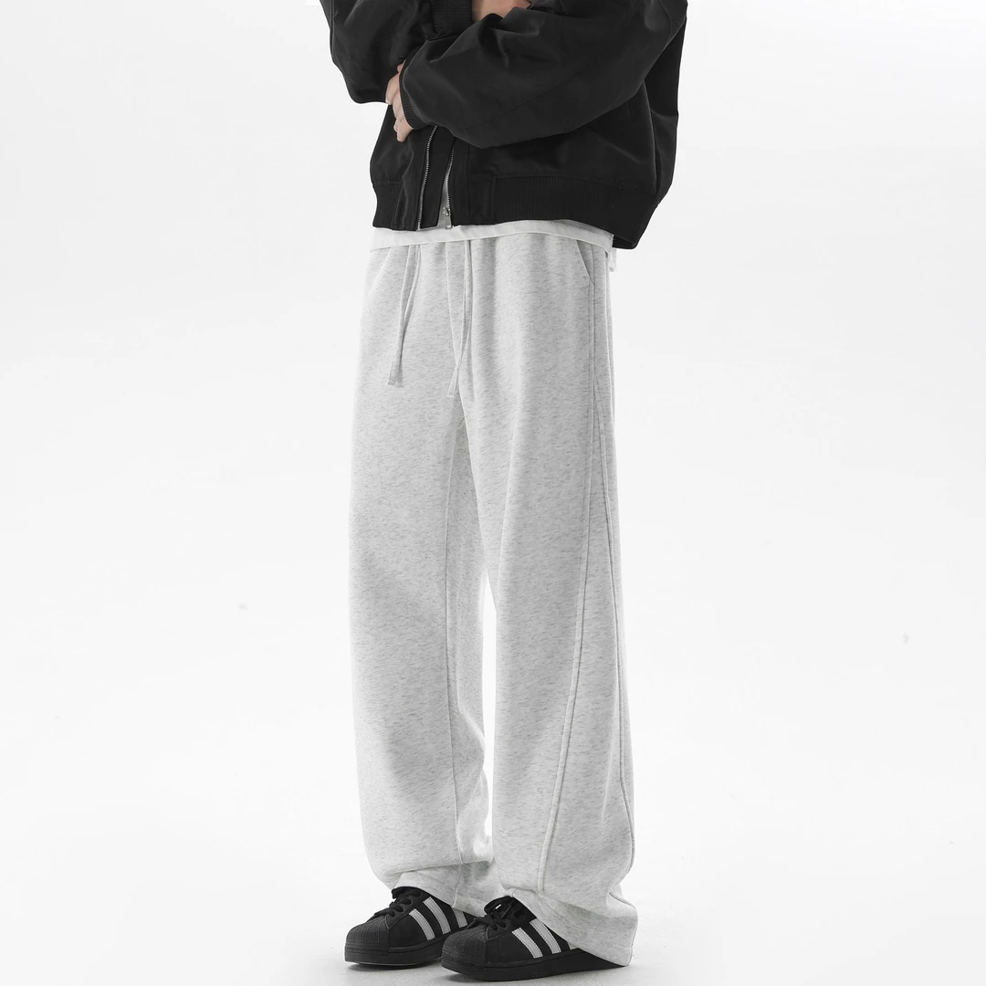 秋冬新款加绒加厚卫裤男生重磅垂感直筒休闲运动裤宽松百搭长裤