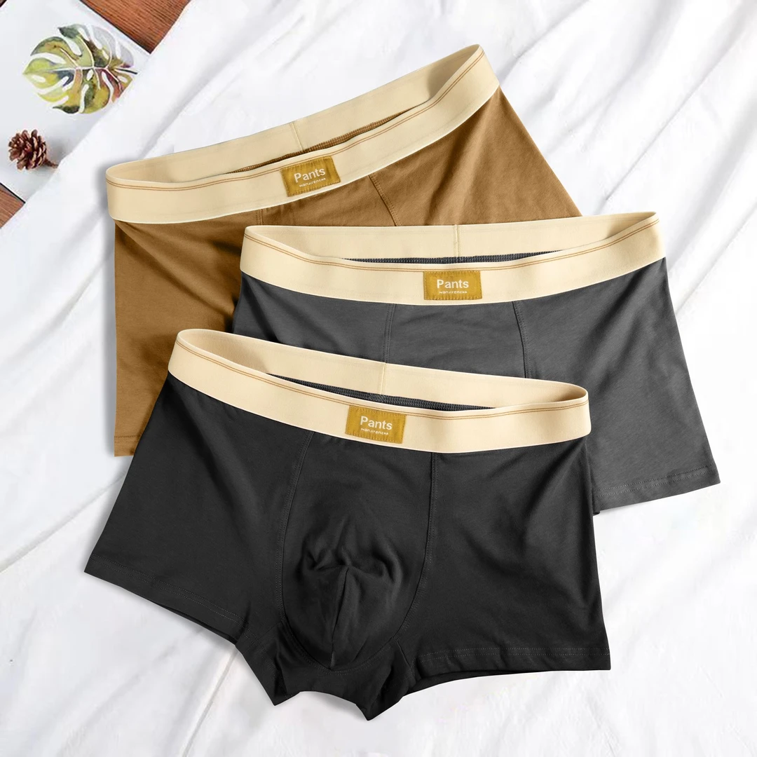 男士内裤男款纯棉透气男生大码纯棉学生平角裤衩抗菌中腰四角裤LS