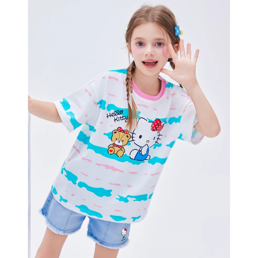 女童夏季2024套装洋气圆领卡通两件套