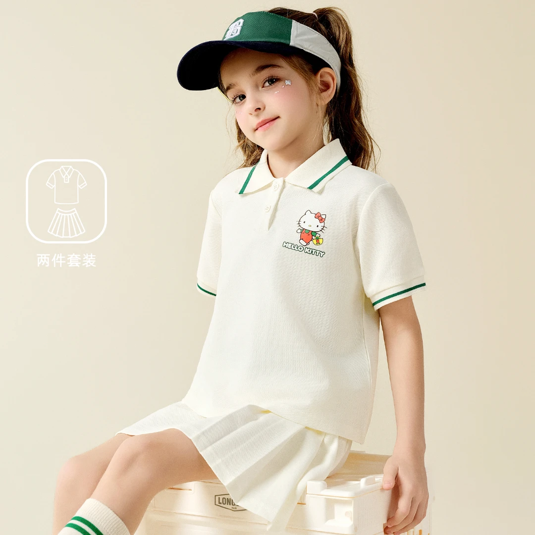 HELLO KITTY/凯蒂猫2024夏季新款儿童洋气休闲百搭裙套装