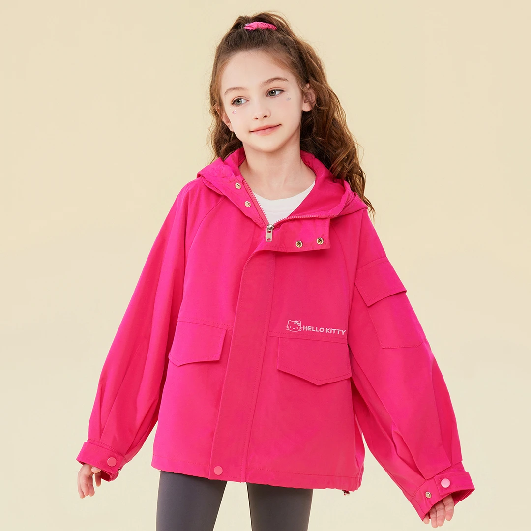 HELLO KITTY/凯蒂猫秋季女童连帽户外防风时尚可爱春秋卡通中大童