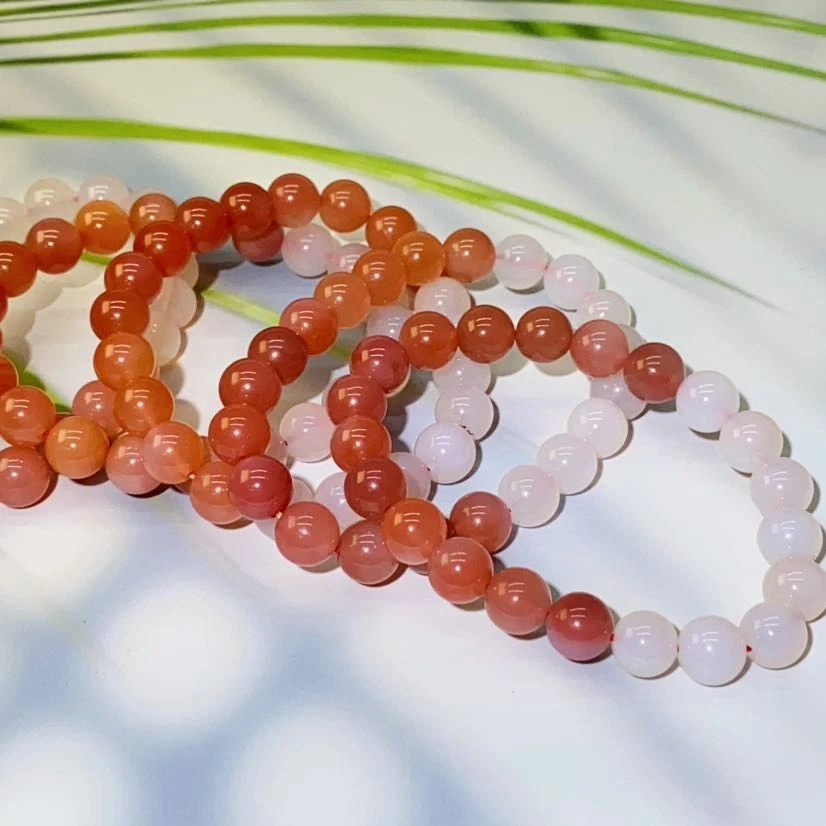 【孑缘】天然盐源玛瑙渐变色圆珠单圈手串、素圈卡9mm 穿搭百搭款DIY