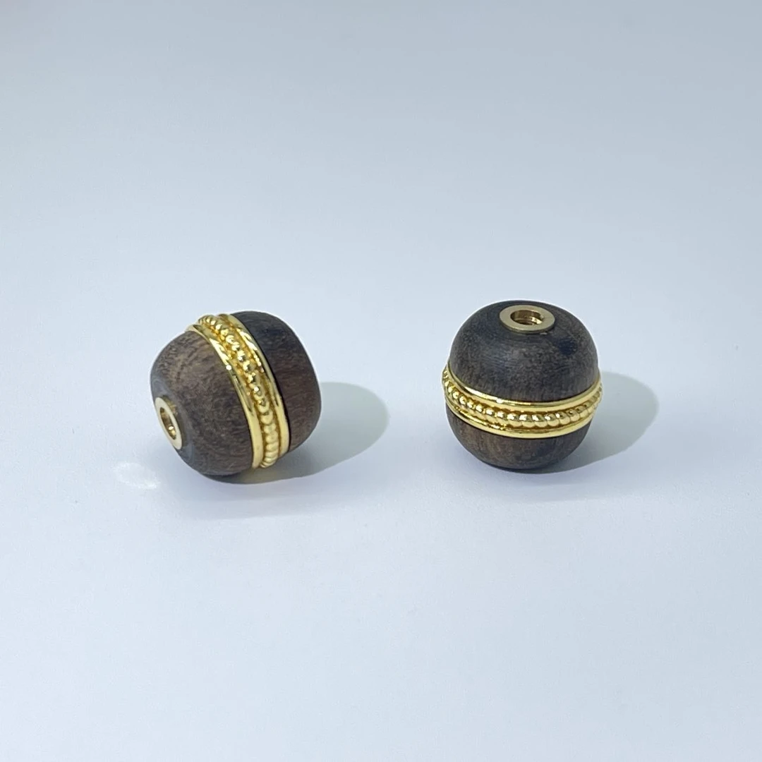 合金吊坠 【孑缘】檀檀木路路通桶珠通孔款黑色复古经典DIY配饰 B15