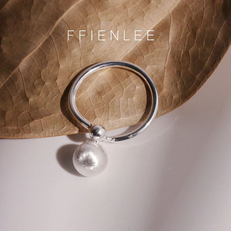 925银戒指 <流星> 纯银拉丝圆珠戒指开口戒可调节