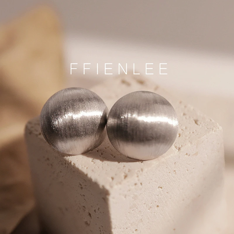 925银耳饰 尼罗河落日 意大利拉丝半圆球黄色银耳饰明星同款