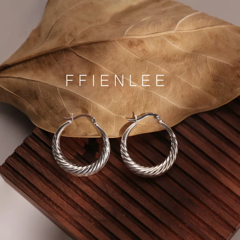 925银耳饰 <牛角包>个性耳饰百搭ins风耳环原创设计手工光面耳圈