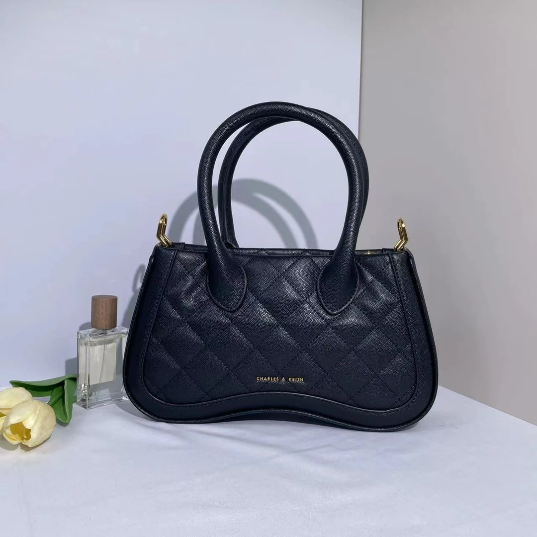 （全新包装）30270808黑色M女士菱格单肩斜挎女包-萍祎