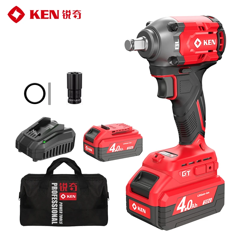 ken/锐奇7520锂电工具冲击扳手500N大扭矩汽修电动风炮电扳电钻