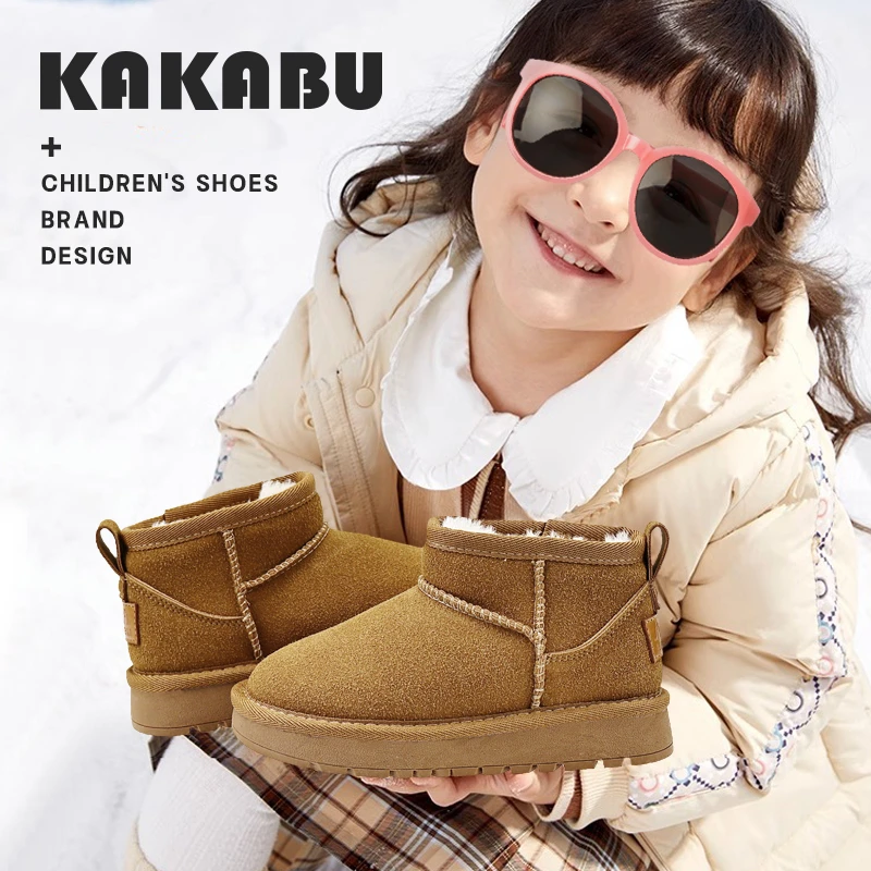 冬季新款儿童雪地靴女童大棉鞋加绒短靴男童鞋子125