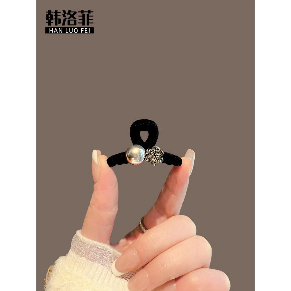 黑色植绒抓夹小号发夹女高级感后脑勺鲨鱼夹水钻公主头刘海夹顶夹