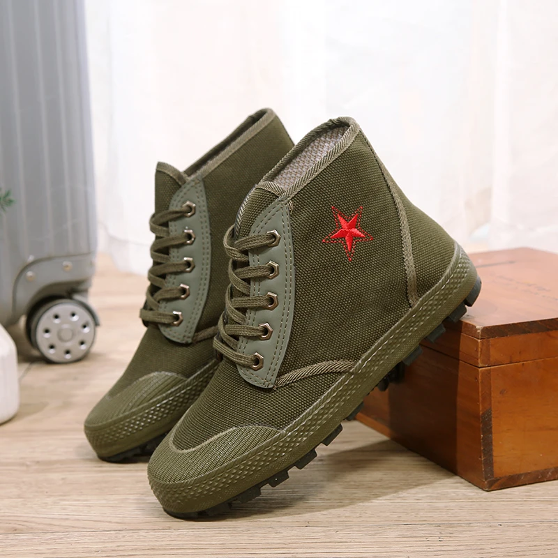 搏峰防水防污高帮解放鞋户外男女劳保鞋工地工作耐磨防滑帆布鞋