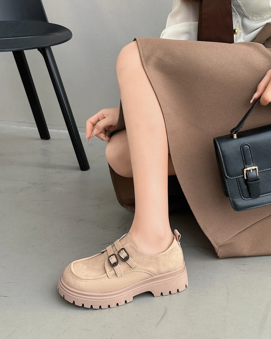 50-89厚底复古勃肯鞋女2024春新款超火软皮乐福鞋百搭英伦风单鞋