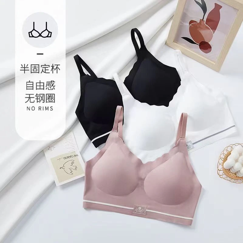 Z 夏季薄款冰丝无痕内衣女士聚拢无钢圈防下垂大码美背背心式文胸