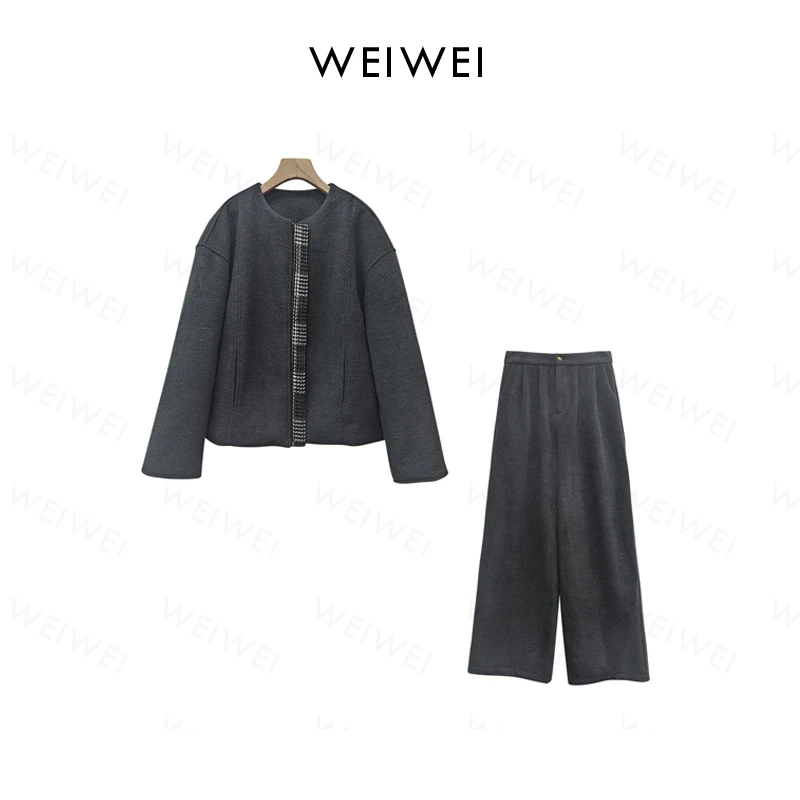 【格雷女孩】90鸭外套+阔腿裤套装