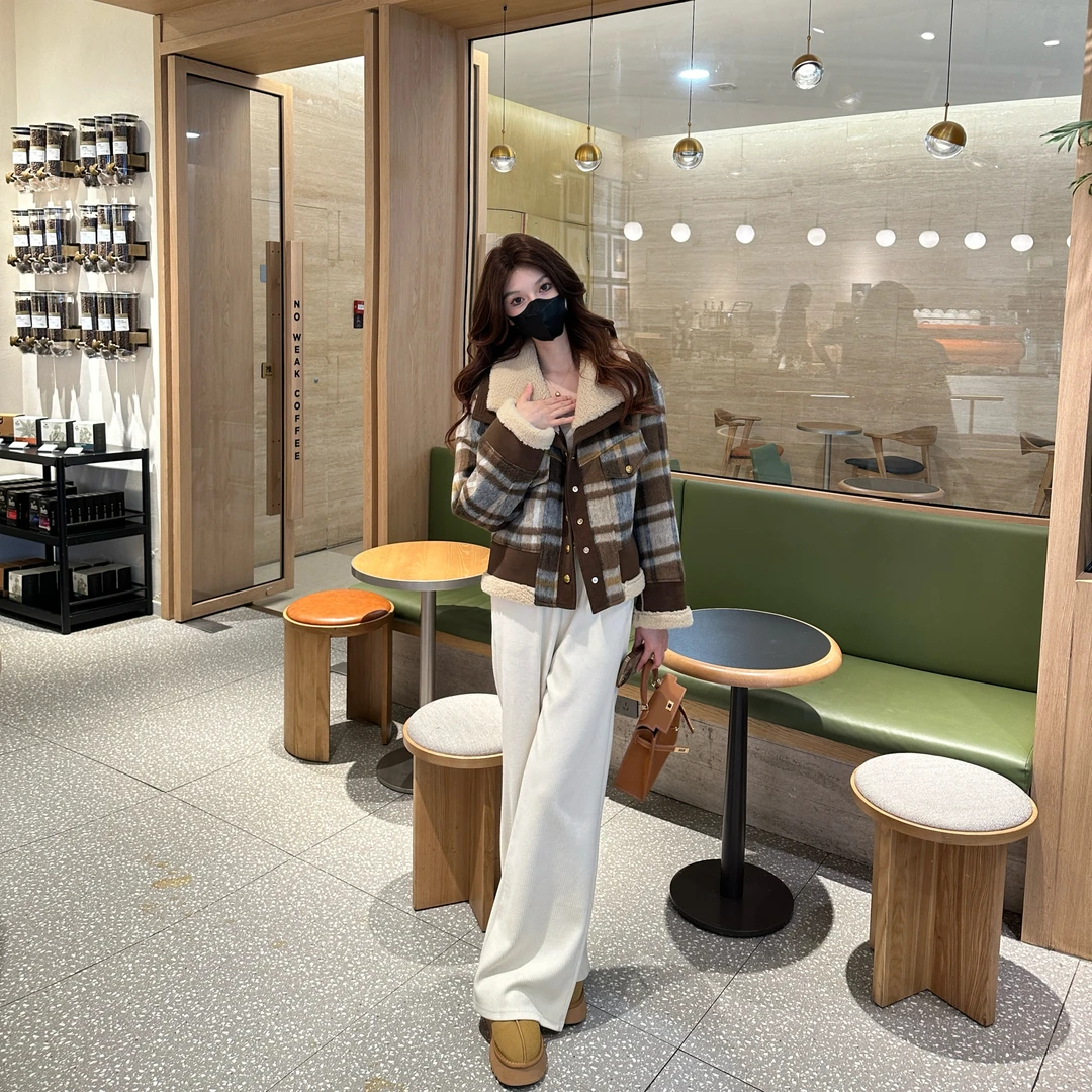 L48WT020韩版时尚气质女装冬季保暖加厚撞色短外套LIIXU+LL001