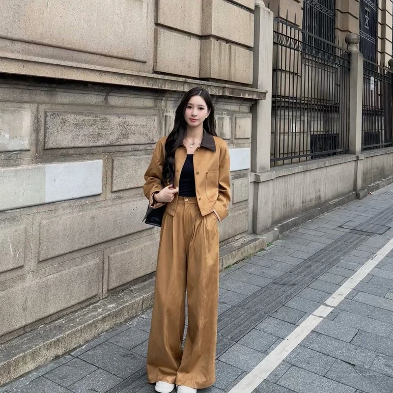 【24TZ106】Liixu美式高级感夹克短外套女上衣宽松两件套