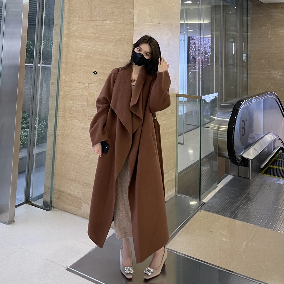 【N1360】秋冬新款气质羊毛大衣长款外套女慵懒穿搭高级感加厚女