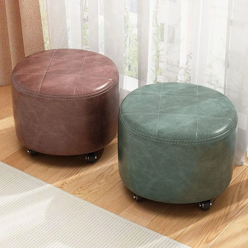 北欧静音小凳子家用滑轮旋转矮凳带娃神器带轮成人结实擦地板凳