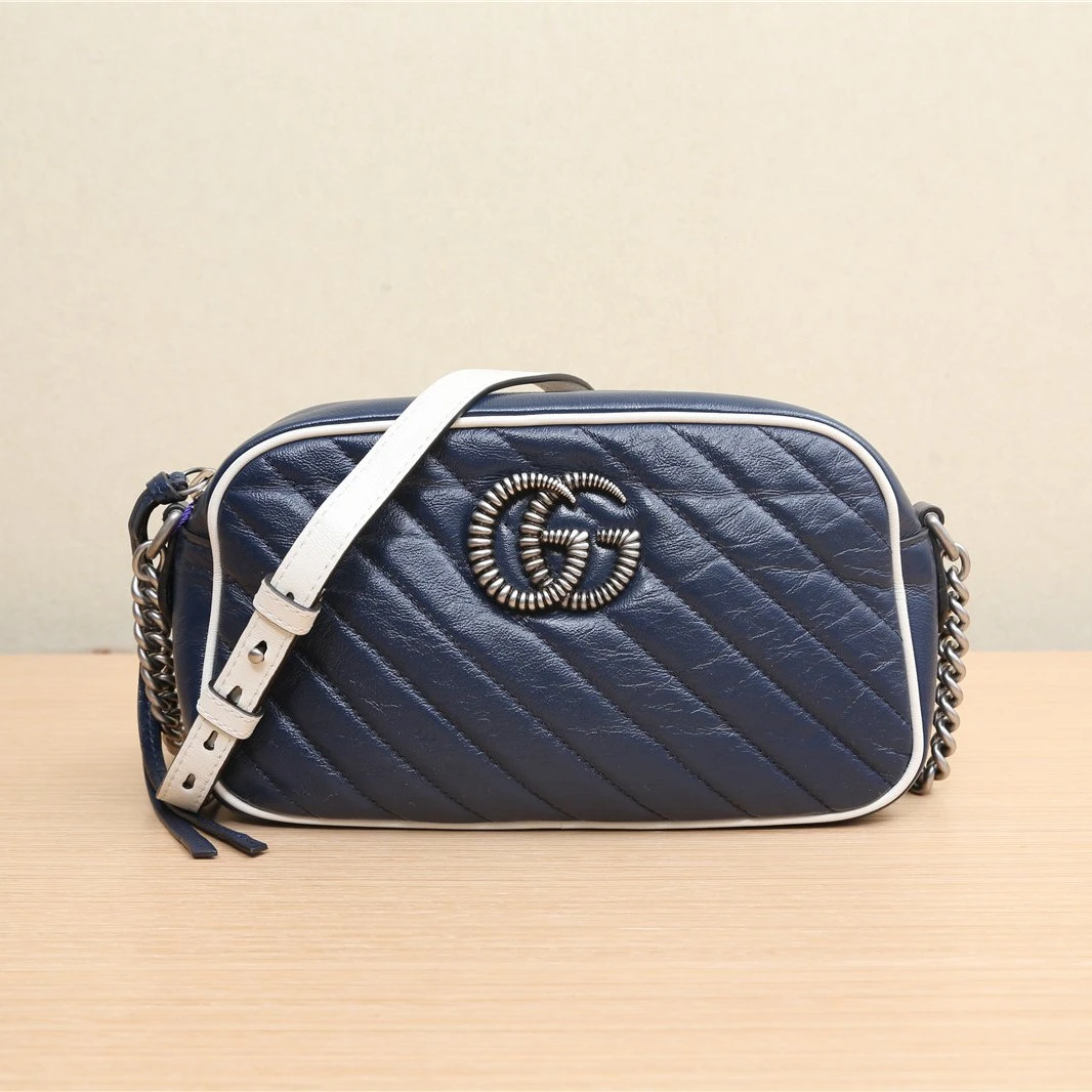 95新  【佳娴】GG Marmont 相机包 小号 24 羊角扣 P221294950