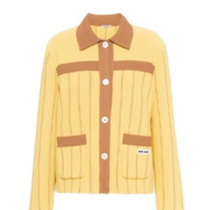 全新未使用 MIU MIU/缪缪 【卿卿】TP027794SS21 长袖开衫 蜜蜂色