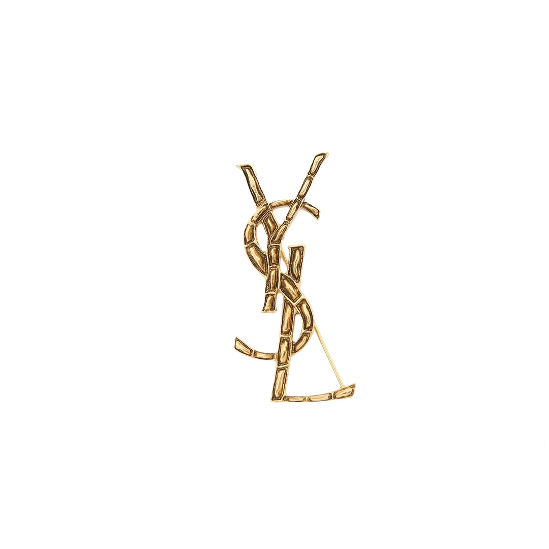 全新未使用  【佳娴】OPYUM YSL 金属扭纹胸针 金色 合金P253291783