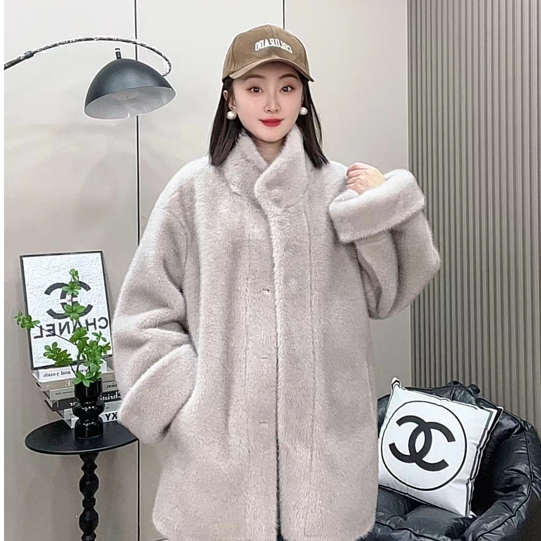 【CongCong】fashion - high-end 秋冬新款韩版立领双色毛毛外套011