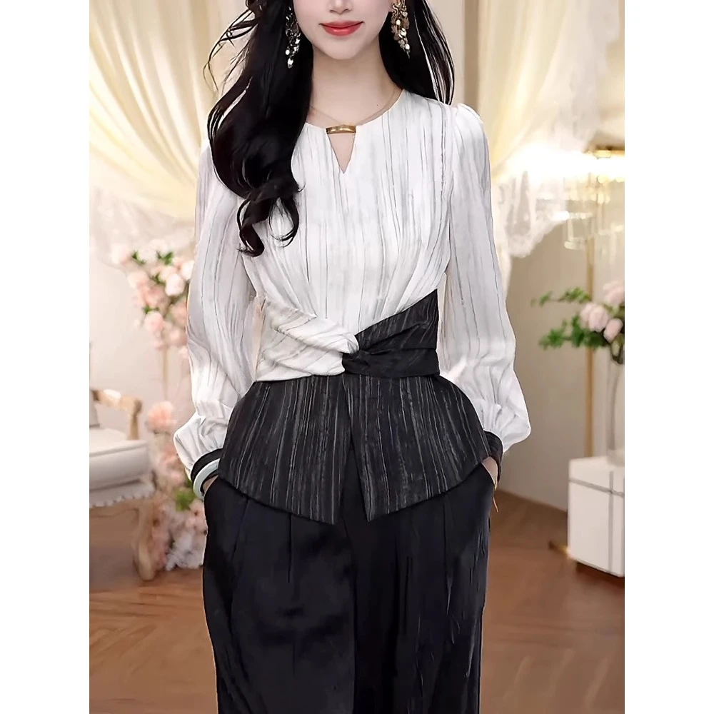 【法式穿搭】御姐套装女2024新款气质收腰显瘦上衣休闲阔腿裤两件套