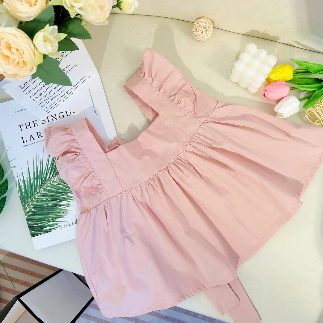 【BOBI】韩版女童娃娃衫夏季女宝宝吊带上衣纯色小童裙衣