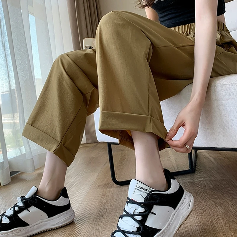 阔腿直筒哈伦裤女高腰显瘦小个子休闲山本裤爆款冰丝宽松速干裤子