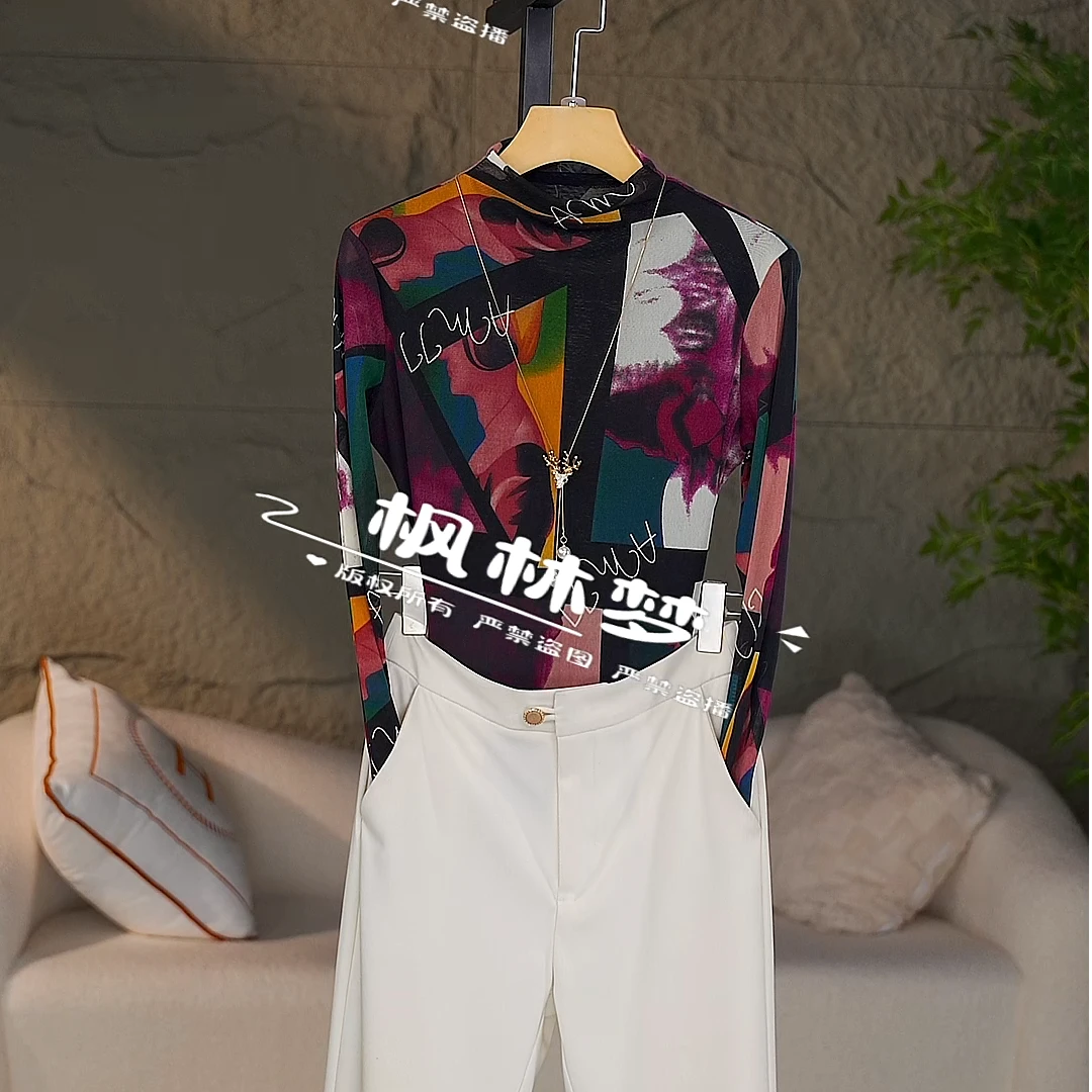 实际库存高档秋冬新款气质修身显瘦弹力记忆纱长袖打底衫女上衣24