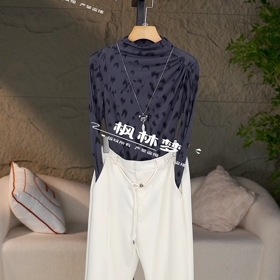 2025加绒高档秋冬新款气质修身显瘦弹力记忆纱长袖打底衫女上衣