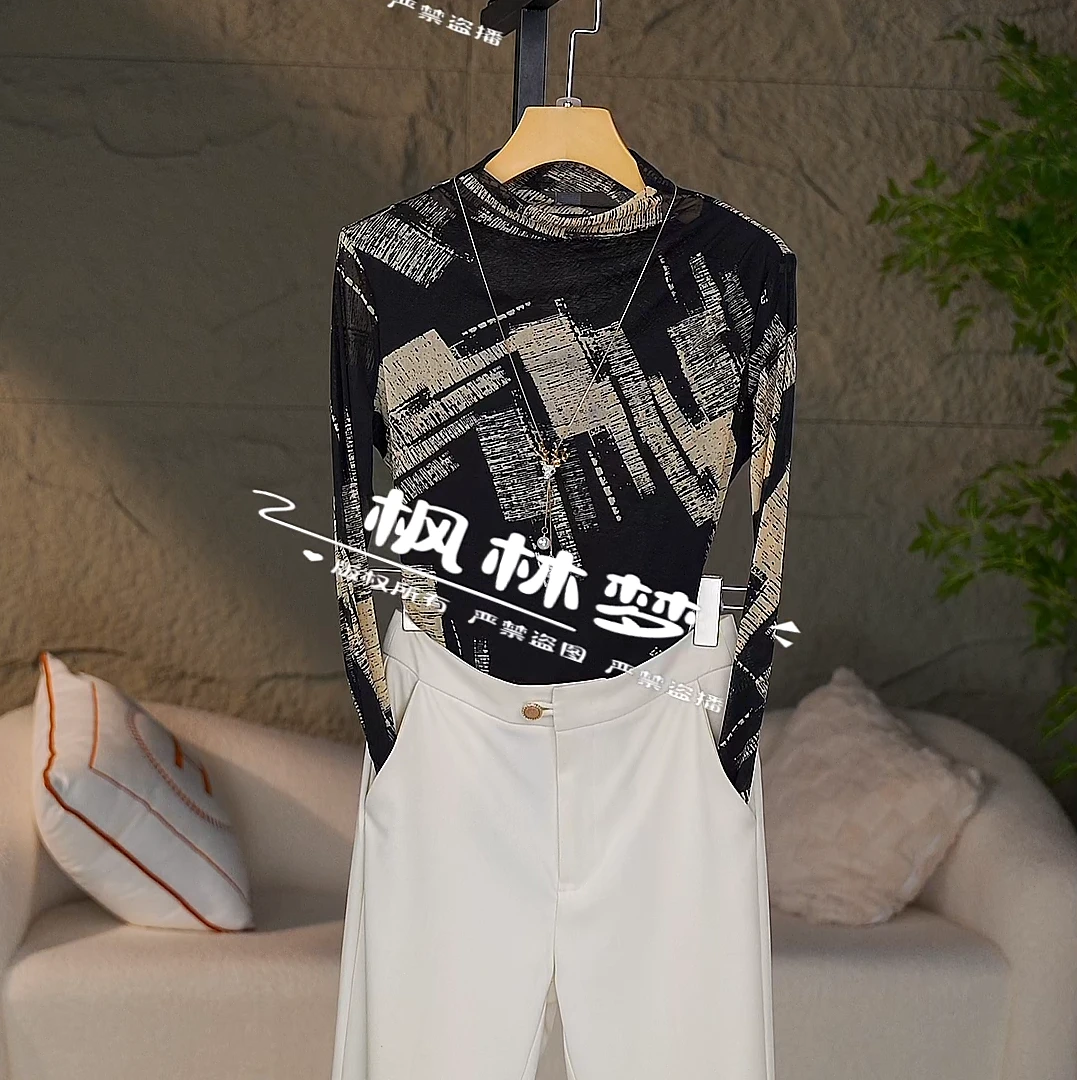 实际库存 档秋冬新款气质修身显瘦弹力记忆纱打底衫女上衣-165