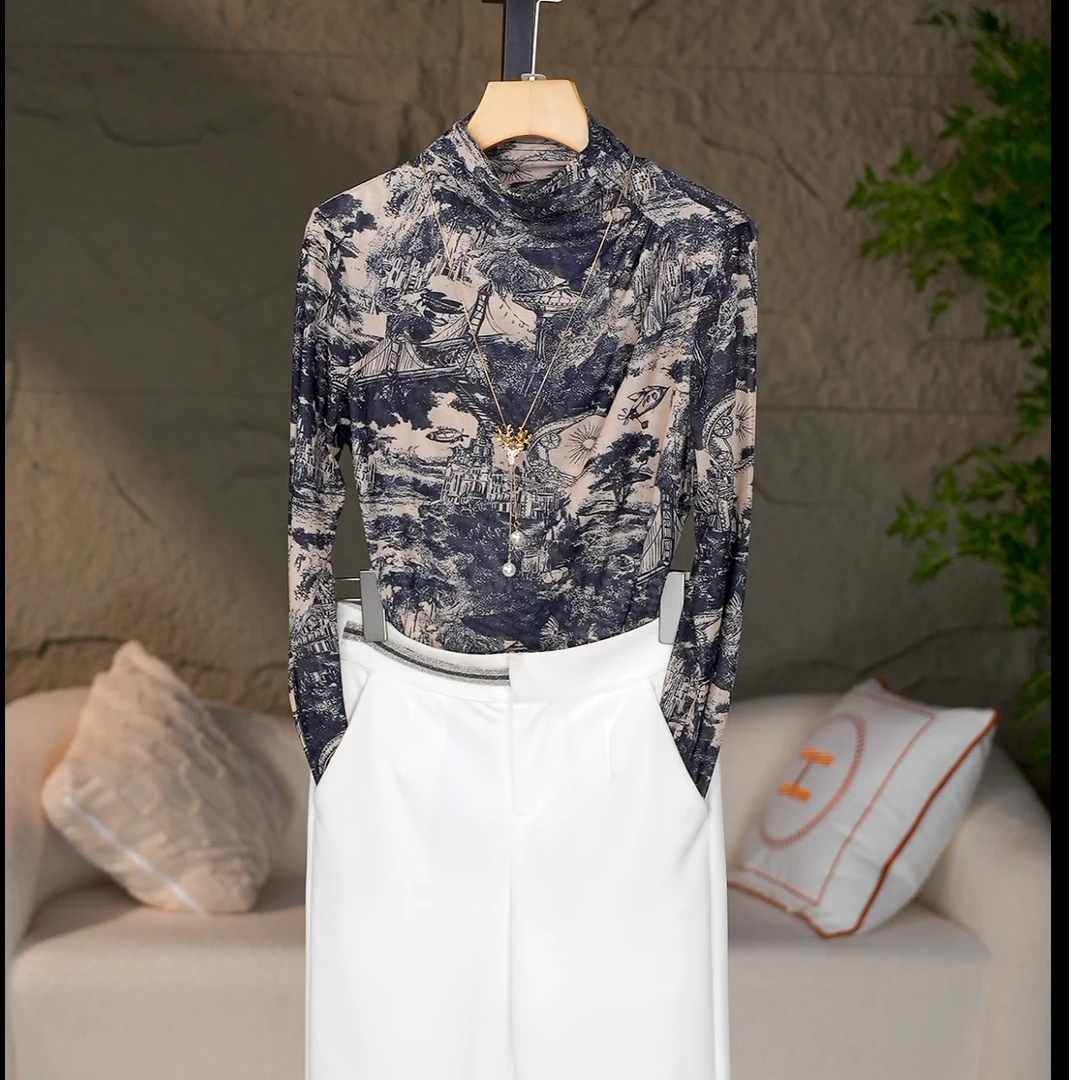 实际库存新款气质修身显瘦弹力记忆纱长袖打底衫女上衣轻奢28