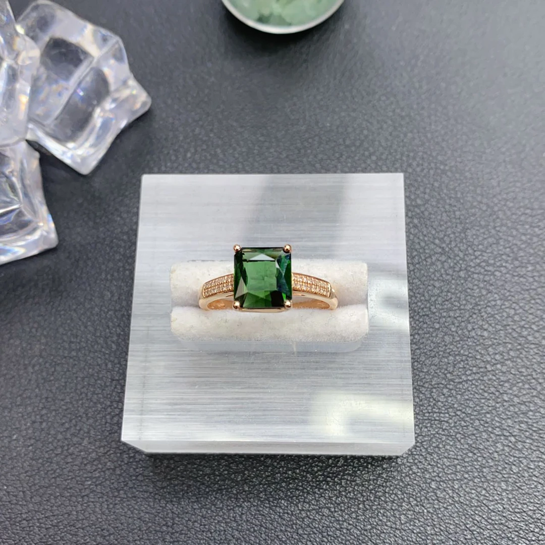 绰丽珠宝18k镶嵌钻石天然碧玺戒指 经典奢华