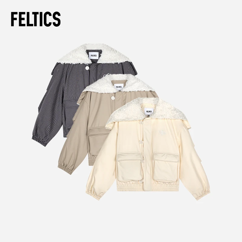 FELTICS毛领时尚休闲海军领短款宽松秋冬棉夹克