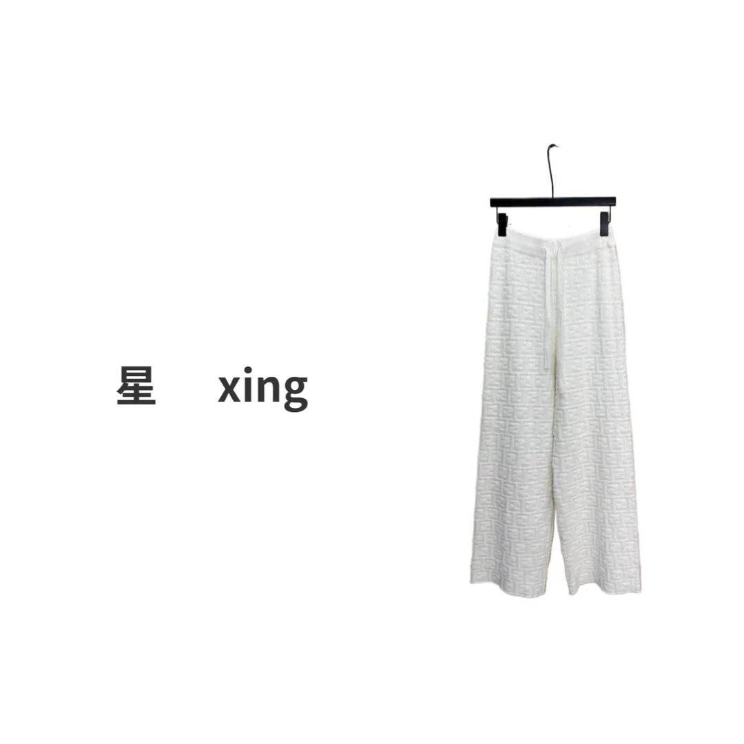 秋冬新款水貂毛松紧腰显瘦阔腿长裤10036