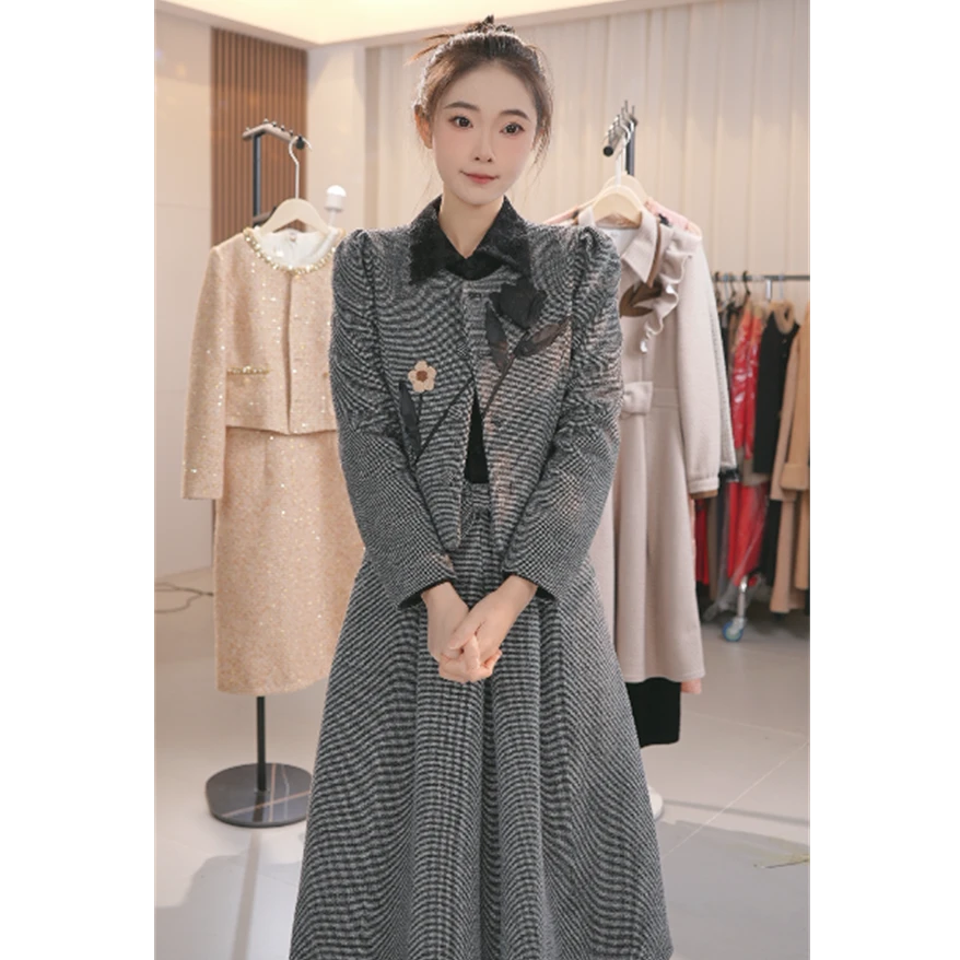 Y1575优雅新款连衣裙气质时尚大气减龄休闲收腰显瘦外套