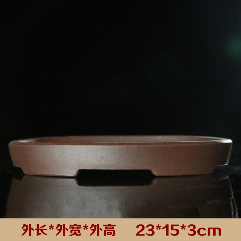 紫砂花盆无孔水盆假山盆石头盆水底椭圆形吸水石上水石盆觅陶乡