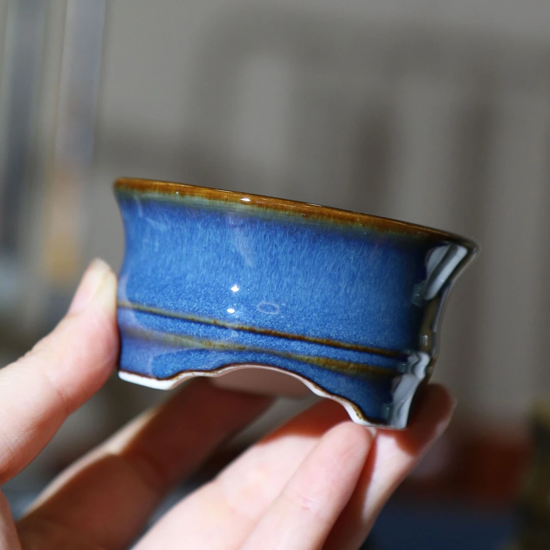 紫砂花盆陶瓷盆景盆圆形小盆菖蒲盆日式小盆星宇家手工掌上盆栽