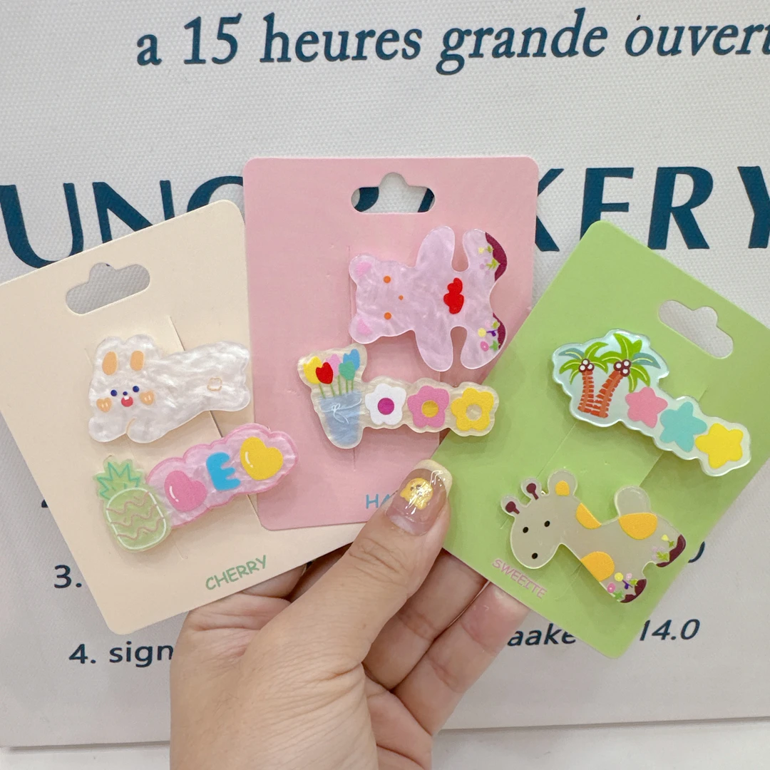 AD-09【满9.9包邮】可爱动物系列亚克力鸭嘴夹一对装