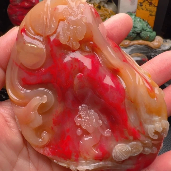 巴林鸡血石小摆件，大手把件