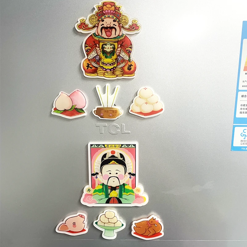 新时代灶王爷灶君冰箱贴网红高颜值财神爷中国风磁吸石冰箱贴中式