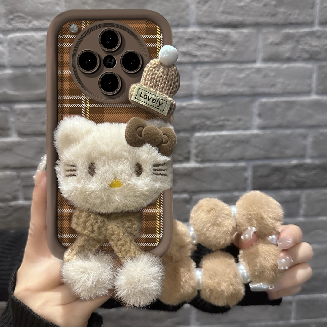 适用于【OPPO】FINDX8Pro可爱毛绒凯蒂猫新款羊皮硅胶手机壳