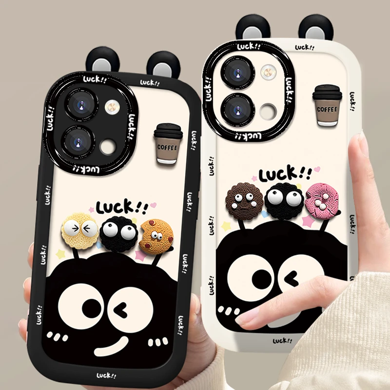 适用于【OPPO】Reno9ProPlus幸运煤球可爱公仔新款硅胶防摔手机壳