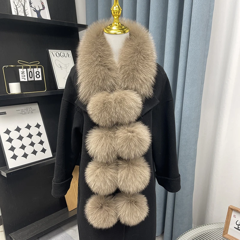 走秀新款狐狸真毛围巾女冬季时尚磁铁吸扣毛球气质高级狐狸毛围脖