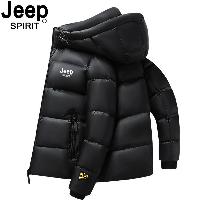 JEEP SPIRIT吉普羽绒服男女冬季爆款情侣黑金连帽白鸭绒保暖外套