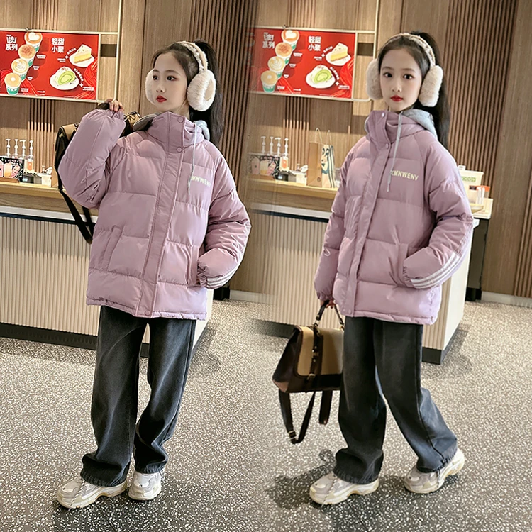 2现货2024新款棉服女童韩版学生棉衣宽松面包服外套加厚冬季棉袄